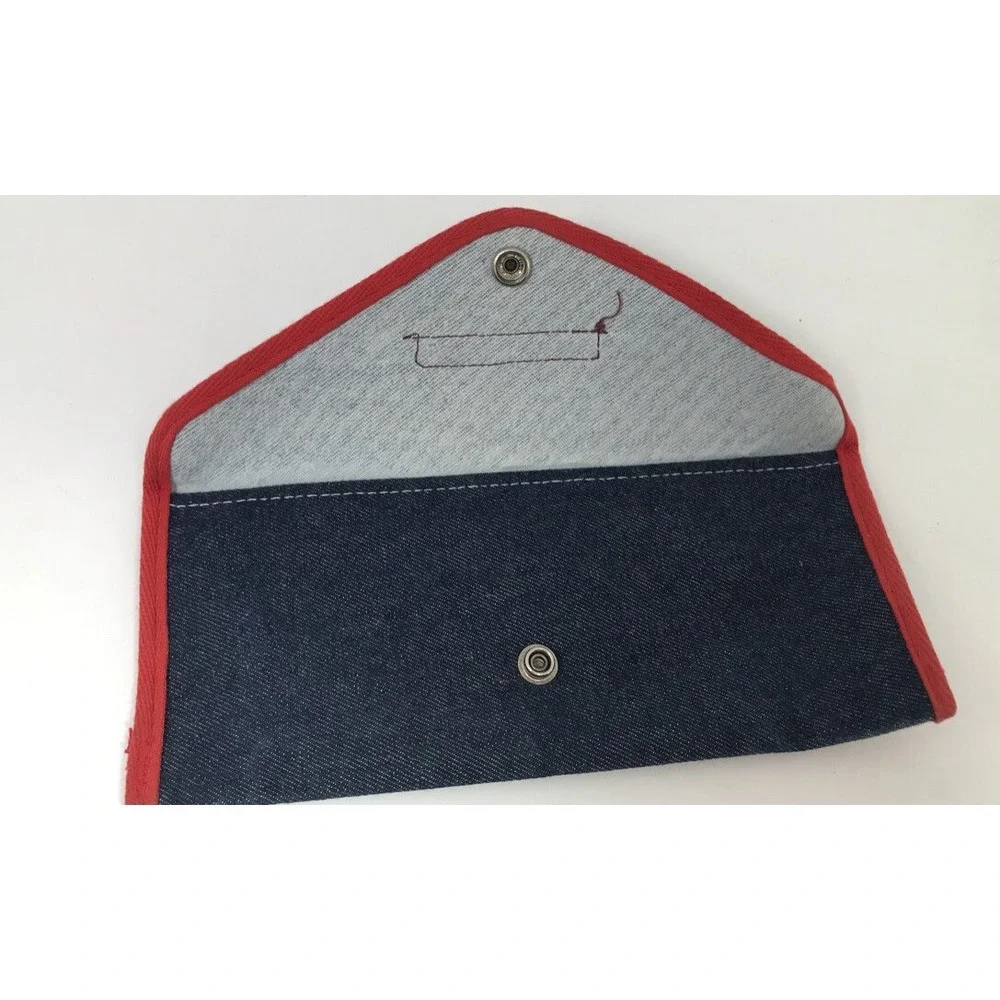 Jordache Snap Closure Vintage Denim Fabric Pencil Case Purse Pouch Organizer
